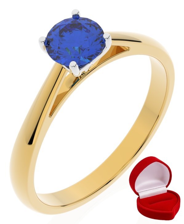 ZŁOTY PIERŚCIONEK ZARĘCZYNOWY 585 14k SZAFIR 0,50 ct + PUDEŁKO R26