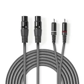 Kable - Nedis COTH15230GY30 kabel audio 3 m 2 x XLR (3-pin) 2 x RCA Szary - miniaturka - grafika 1