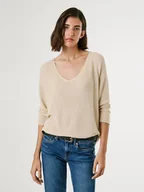 Swetry damskie - Pepe Jeans Sweter "Coco" w kolorze beżowym - miniaturka - grafika 1