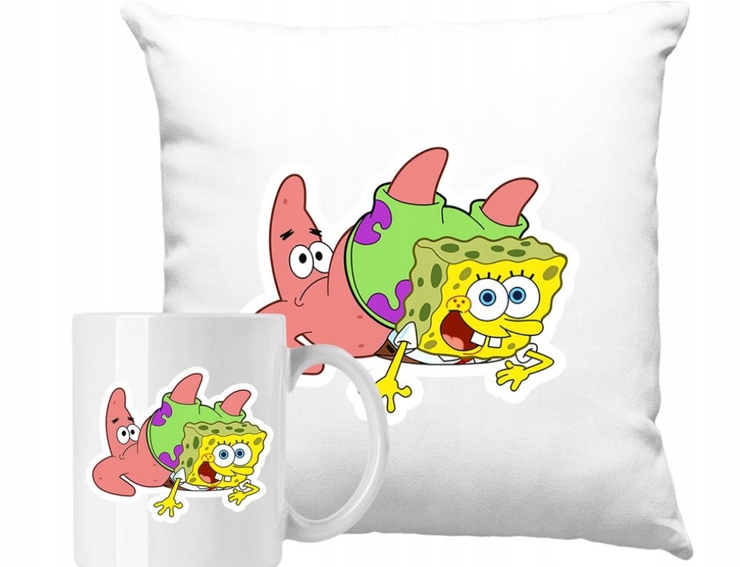 ZESTAW PODUSZKA + KUBEK Spongebob Kanciastoporty Bajka Pomysł na Prezent #3