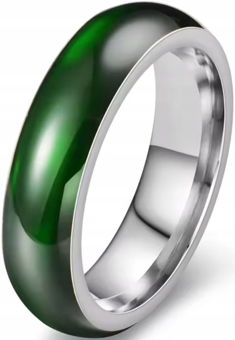 Elegancki Srebrny Pierścionek z Zielonym Kamieniem Stal Chirurgiczna