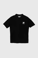 Koszulki dla chłopców - Fila polo bawełniane dziecięce BLEKENDORF kolor czarny z nadrukiem - miniaturka - grafika 1