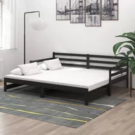 Łóżka - Lumarko Łóżko wysuwane, 2 x (90x200) cm, czarne, lite drewno sosnowe - miniaturka - grafika 1