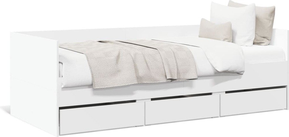 Łóżko dzienne z szufladami białe 75x190 cm materiał drewnopochodny