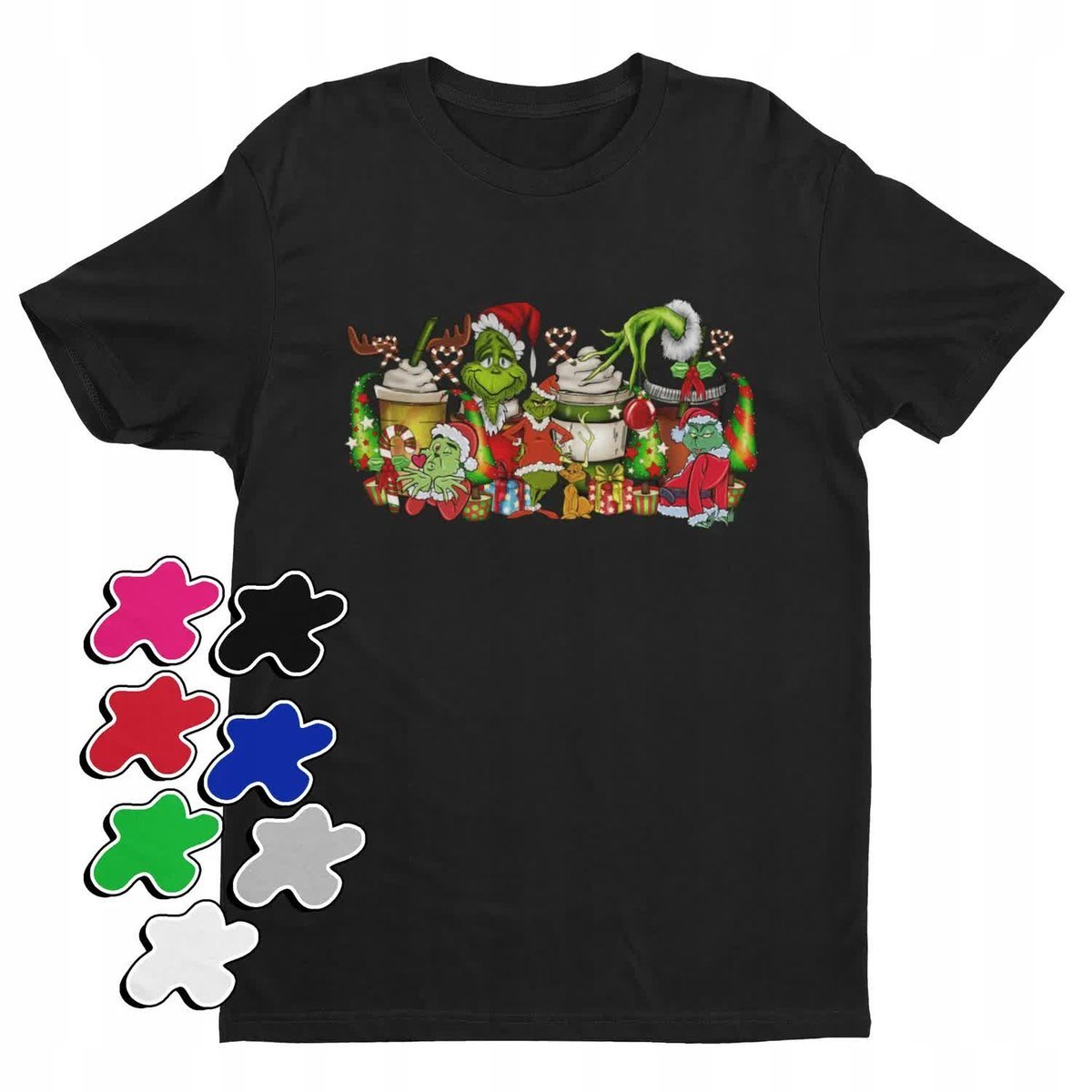 Koszulka T-Shirt Dziecięca Z Nadrukiem Grinch Święta Prezent -L 146-152