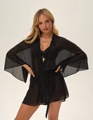 Bielizna nocna - Szlafrok damski Othilia - czarny L/XL - miniaturka - grafika 1