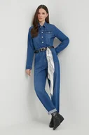 Kombinezony - Pepe Jeans kombinezon jeansowy HUNTER UTILITY kolor niebieski bawełniany z kołnierzykiemm - miniaturka - grafika 1