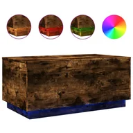 Ławy i stoliki kawowe - vidaXL Stolik kawowy z oświetleniem LED dąb wędzony 90x50x40 cm - miniaturka - grafika 1