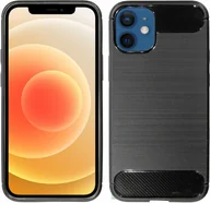 Etui i futerały do telefonów - Etui silikonowe Bumper Carbon do iPhone 12 Mini Etui TPU Miękkie etui na telefon komórkowy Pokrowiec ochronny Czarny - miniaturka - grafika 1