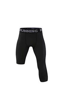 EULLA Legginsy sportowe męskie pojedyncze nogi elastyczne spodnie oddychające szybkie suszenie mężczyzn do koszykówki do biegania sportowe, Czarny, M - Legginsy - miniaturka - grafika 1