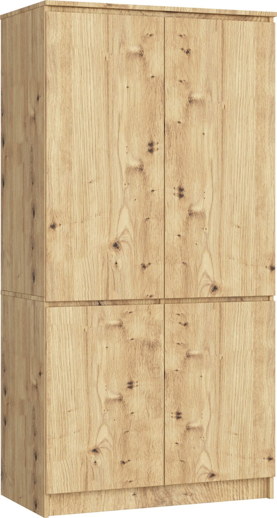Fabryka Mebli Akord Szafa do sypialni 90 cm 4 drzwi 4 półki drążek na ubrania - dąb artisan