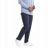 Spodnie męskie - Spodnie męskie chino o dopasowanym kroju ciemnoniebieskie V4 OM-PACP-0151 S - miniaturka - grafika 1