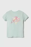 Koszulki dla dziewczynek - Guess t-shirt dziecięcy kolor turkusowy - miniaturka - grafika 1