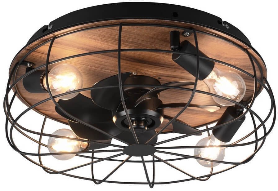 Lampa sufitowa RL Light Plafon z wentylatorem VULKOR DL032-61105 RL Light loft druciak drewniany czarny
