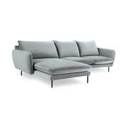 Narożniki - Jasnoszara narożna aksamitna sofa lewostronna Cosmopolitan Design Vienna - miniaturka - grafika 1
