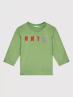 Bluzy dla chłopców - Benetton United Colors Of Bluzka 3ATNC15F2 Zielony Regular Fit - grafika 1