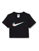 Koszulki dla dziewczynek - NIKE Koszulka dziewczęca G NSW SS Crop Tee, czarna, S - miniaturka - grafika 1