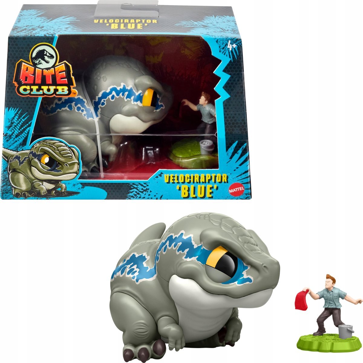 Mattel Jurassic World Bite Club figurka i akcesoria Dinosaur Velociraptor z