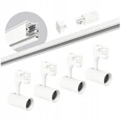 Lampy sufitowe - Zestaw szynowy 3 fazowy szyna 2m, 4x Lampa Biały kompletny zestaw - miniaturka - grafika 1