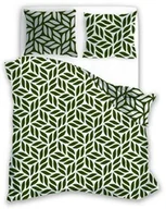 Pościel - Faro Pościel z mikrofibry 140x200 Harmony 10 liście geometria zielona kremowa z jedną poszewką 70x90 - miniaturka - grafika 1
