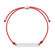Bransolety męskie - Sznurkowa regulowana bransoletka z blaszką do grawerowania srebrne stal Czerwona - Manoki - miniaturka - grafika 1