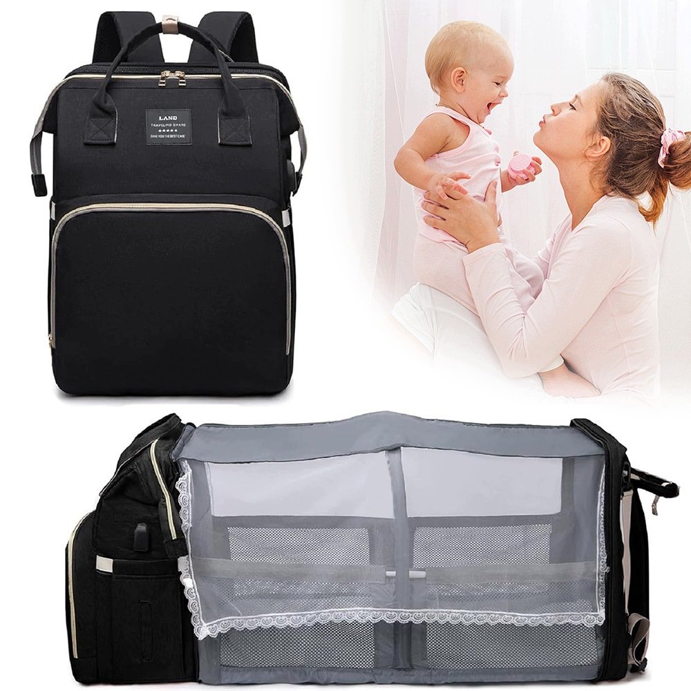 Torba do wózka organizer dla mamy plecak na wózek mommy bag Usb Czarny