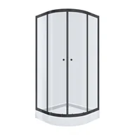 Kabiny prysznicowe - Kabina prysznicowa z brodzikiem Alfa 80x80x198 cm czarny mat Breezz - miniaturka - grafika 1