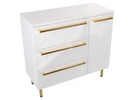 Szafki łazienkowe - Szafka Stojąca Z Blatem ATH 90 cm D Lewa - Biały Wysoki Połysk - Uchwyty Złote Polerowane - miniaturka - grafika 1