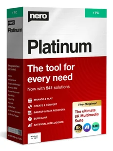 Nero Platinum 365 Akademicki 1 x licencja Subskrypcja Wielojęzyczny 1 lat(a) 12 mies. - Programy użytkowe i narzędziowe - miniaturka - grafika 1