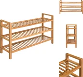 Szafki na buty - vidaXL Stojak na buty z 3 półkami 100x27x60 cm lity dąb - Stojaki i szafki na buty - miniaturka - grafika 1