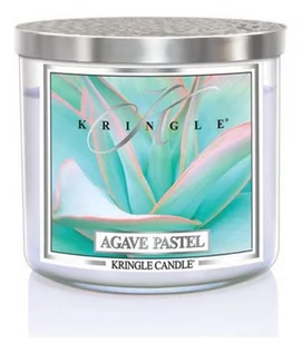 Świece - Kringle Candle Średnia świeca zapachowa z trzema knotami Agave Pastel 411 g - grafika 1