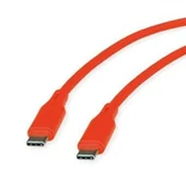 Kable USB - ROLINE Kabel USB 2.0, C-C, M/M, 60W, silikonowy, pomarańczowy, 1 m - miniaturka - grafika 1