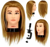 Główki treningowe - Główka treningowa męska Anton blond, włos termiczny + uchwyt, fryzjerska do czesania, głowa do ćwiczeń - miniaturka - grafika 1