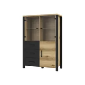 Kredensy - Kredens 24NWJC44 TYP-44 Olin Helvetia Wieruszów Dąb Grand Naturalny, Czarny - miniaturka - grafika 1