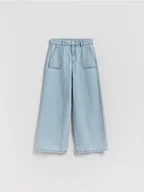 Spodnie i spodenki dla dziewczynek - Reserved - Jeansy super wide leg - niebieski - miniaturka - grafika 1