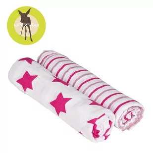 Lassig Muślinowy Otulacz-Kocyk 120x120cm Zestaw 2 szt. Stars & Stripes girls LMCVPL078 - Koce i narzuty dla dzieci - miniaturka - grafika 1