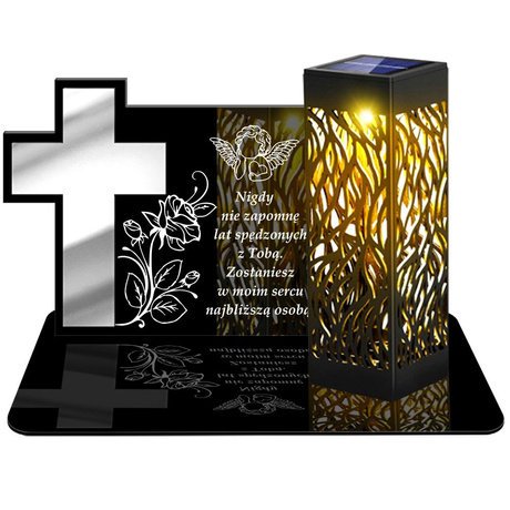 ZNICZ SOLARNY LED WIECZNY PODSTAWKA NA CMENTARZ GRÓB lampka Krzyż 3D