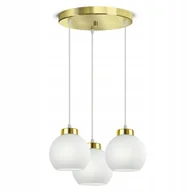 Lampy sufitowe - Lampa Wisząca Sufitowa Żyrandol Złota Szklane Białe Kule Glass EZ3 LED E27 - miniaturka - grafika 1