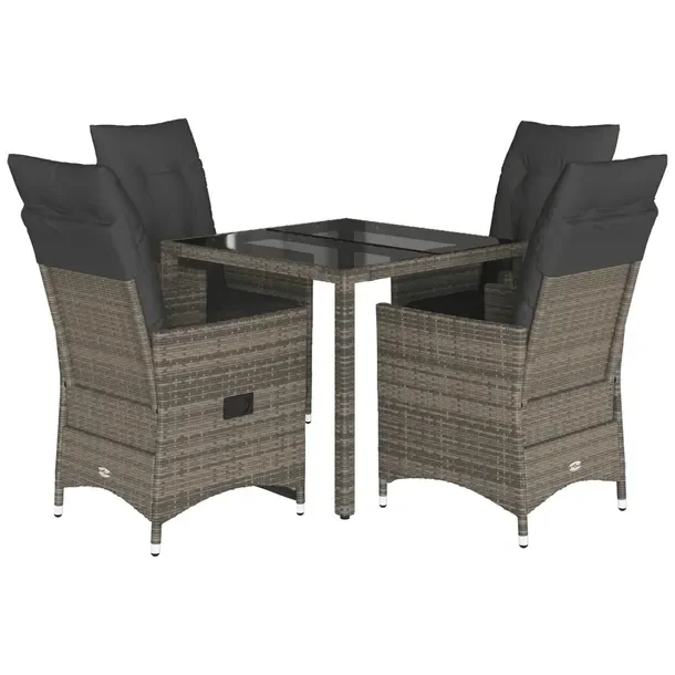 Zestaw mebli ogrodowych szary rattan PE, stół 90x90x75 cm, krzesła 56x59