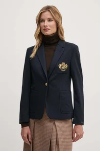 Tommy Hilfiger marynarka z domieszką wełny kolor granatowy jednorzędowa WW0WW42997 - Marynarki i żakiety damskie - miniaturka - grafika 1
