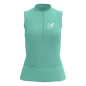 Koszulki sportowe męskie - COMPRESSPORT Koszulka kompresyjna do biegania damska TRAIL POSTURAL TANK TOP shell blue - miniaturka - grafika 1