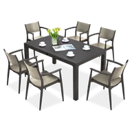 Meble ogrodowe - Meble jadalniane Novussi SEGINUS 6+1 Brown/Desert Brown - miniaturka - grafika 1