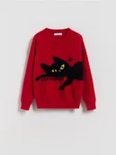 Swetry dla dziewczynek - Reserved - Sweter z dzianiny z długim włosem - czerwony - miniaturka - grafika 1