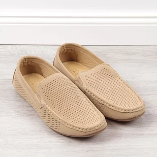 Mokasyny ażurowe slip on NEWS M EVE341 (kolor Beżowy/Kremowy, rozmiar 46) - Slip on męskie - miniaturka - grafika 3