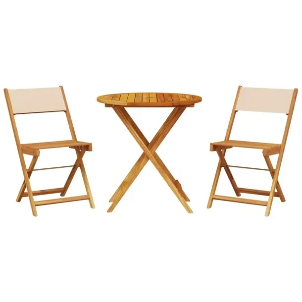 Zestaw Mebli Bistro z Litego Drewna Akacjowego, Stół 70x75 cm, Krzesła B