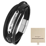 Bransolety męskie - Bransoletka z grawerem skórzana męska plecionka - miniaturka - grafika 1