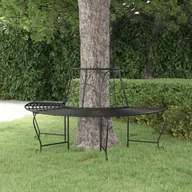 Ławki ogrodowe - Vidaxl Ławka Pod Drzewo, Półokrągła, Ø159 Cm, Czarna, Stalowa - miniaturka - grafika 1