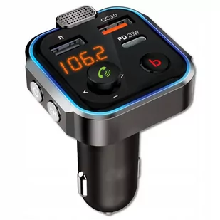 Transmiter FM P5 Bluetooth 5.0 2x USB + 1x PD USB-C czarny - Transmitery FM - miniaturka - grafika 2