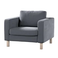 Pokrowce na meble - Dekoria pl pl Pokrowiec na fotel Karlstad krótki grafitowy szary 89 x 89 x 64 cm Velvet 619-704-12 - miniaturka - grafika 1