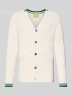 Swetry męskie - Kardigan o kroju slim fit z efektem dzianiny z dodatkiem kaszmiru - miniaturka - grafika 1